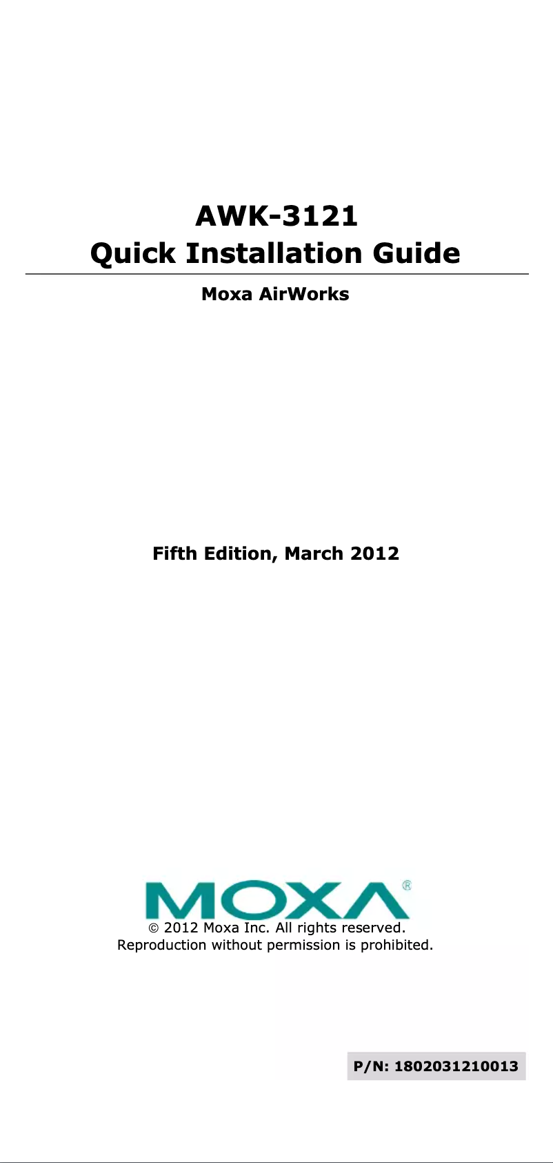 Page n°1 - Manuel utilisateur Moxa AWK-3121-SSC-EU