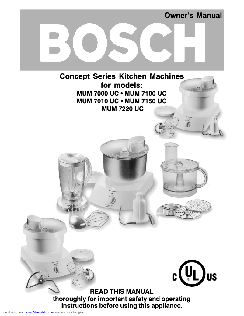 Page 1 de la notice Manuel utilisateur Bosch MUM 7000