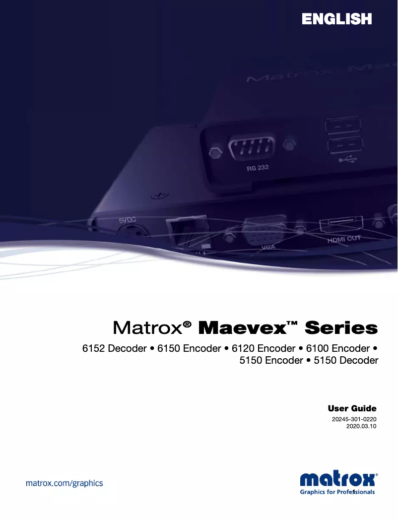 Page 1 de la notice Manuel utilisateur Matrox Maevex 6150