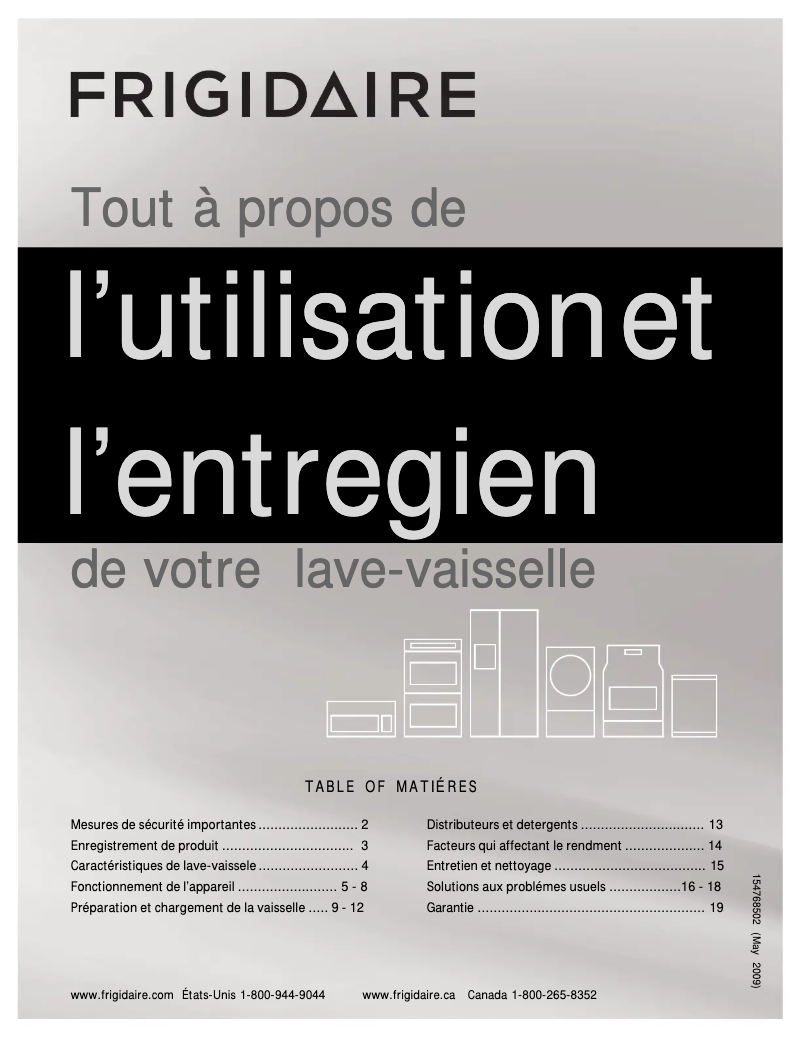 Page n°1 - Manuel utilisateur Frigidaire FPHD2481KF