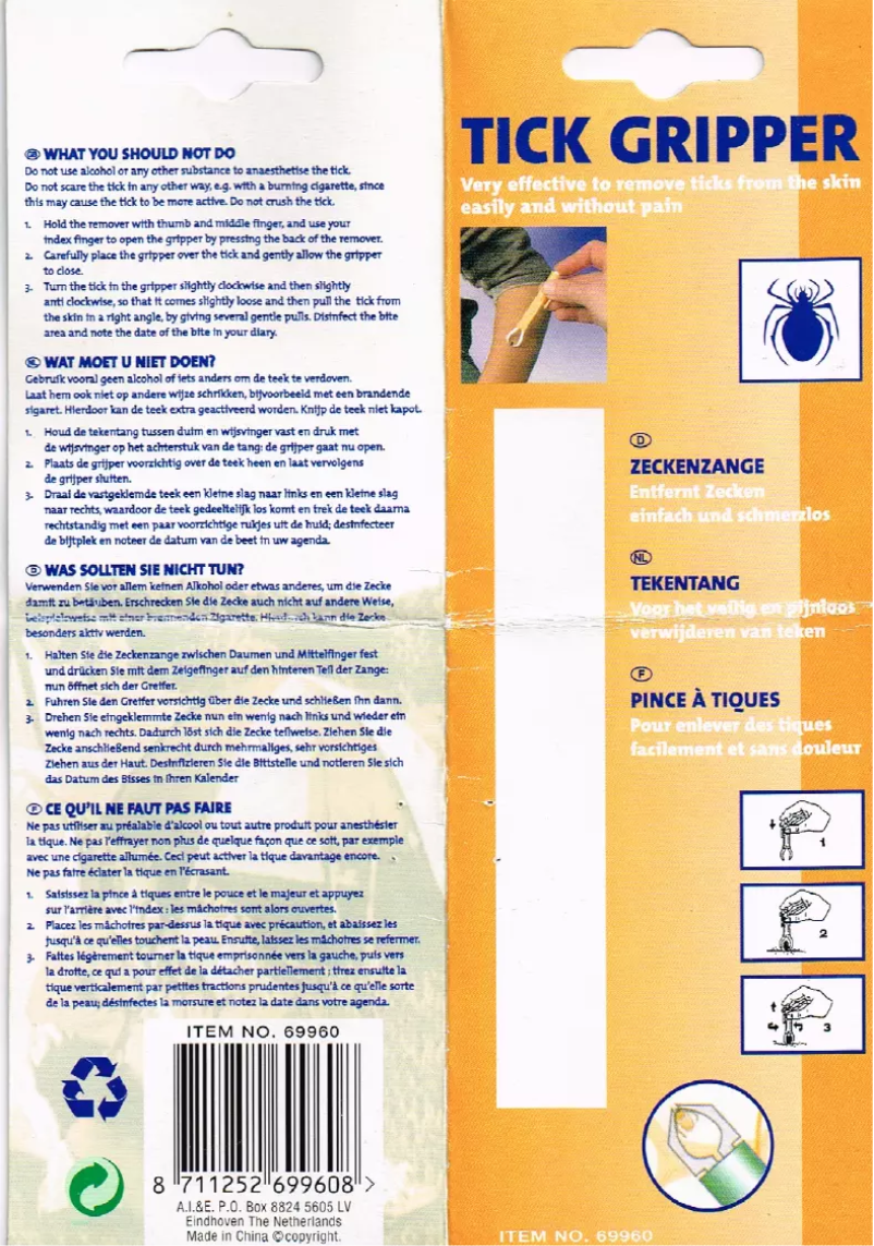 Image de la première page du manuel de l'appareil Tick Gripper 69960