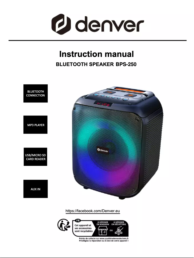 Página 1 del manual Manual de usuario Denver BPS-250