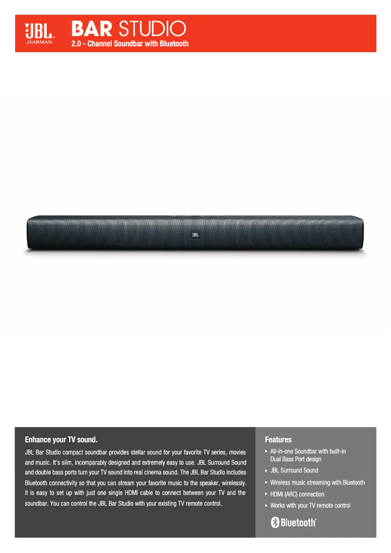 Image de la première page du manuel de l'appareil Bar Studio