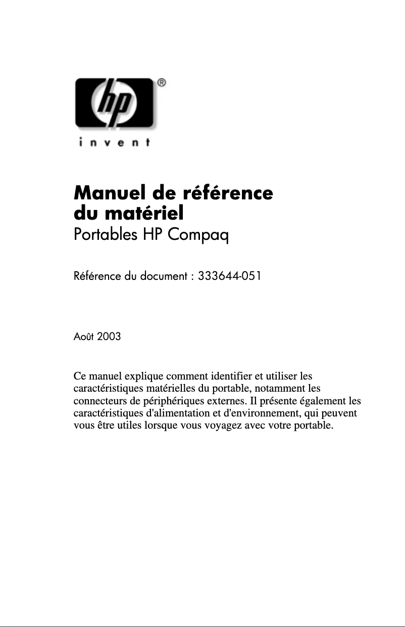 Image de la première page du manuel de l'appareil Compaq NC6000