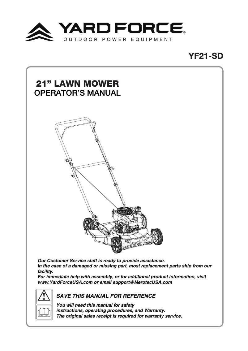 Page n°1 - Manuel utilisateur Yard Force YF21-SD