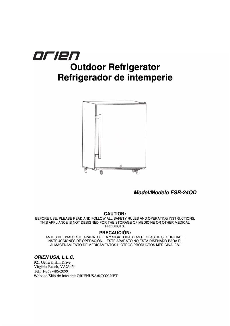 Page n°1 - Manuel utilisateur Orien FSR-24OD
