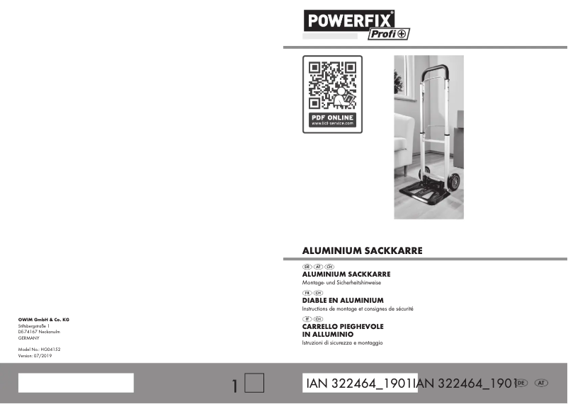 Page n°1 - Manuel utilisateur Powerfix IAN 322464