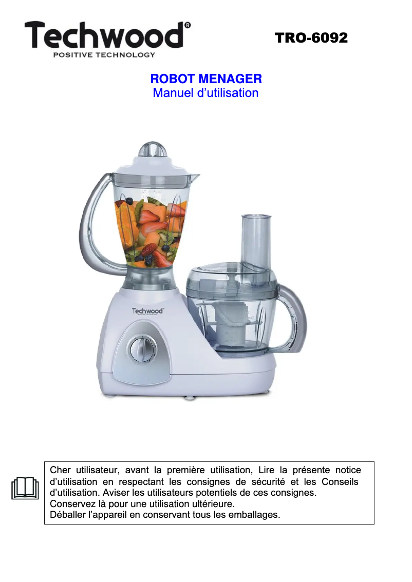 Image de la première page du manuel de l'appareil TRO-6092