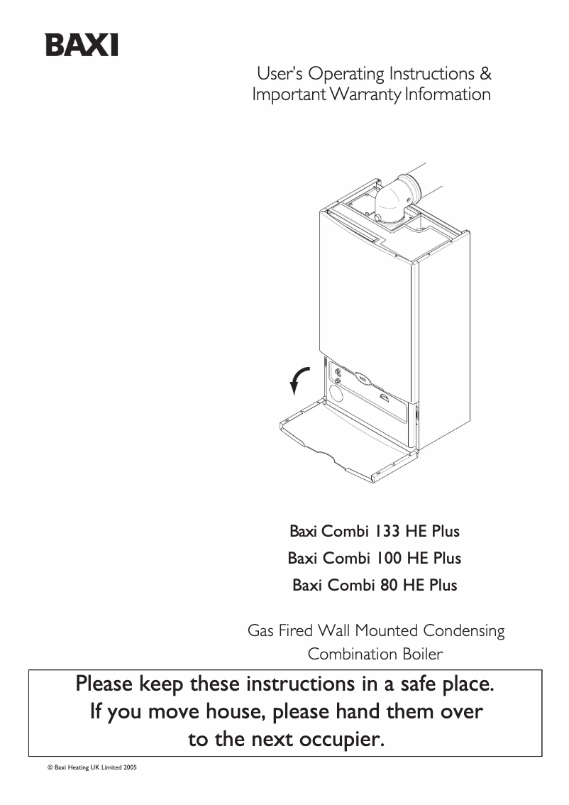 Page 1 de la notice Manuel utilisateur Baxi Combi 80 HE Plus
