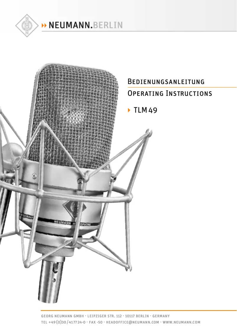 Page 1 de la notice Manuel utilisateur Neumann TLM 49