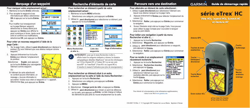 Page 1 de la notice Manuel utilisateur Garmin ETrex Legend HCX