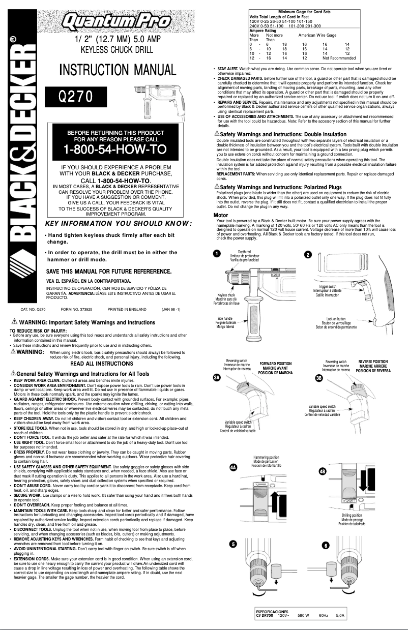 Image de la première page du manuel de l'appareil Q270