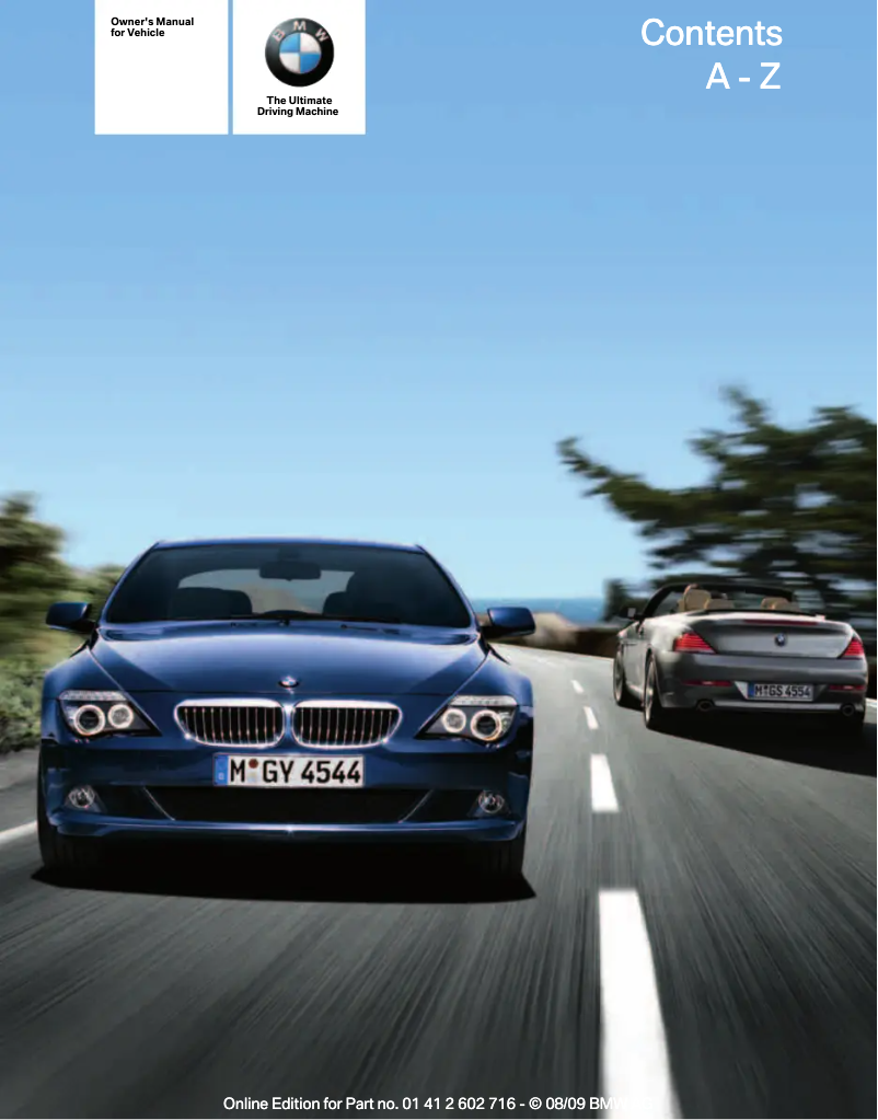 Page 1 de la notice Manuel utilisateur BMW 650i Convertible (2010)