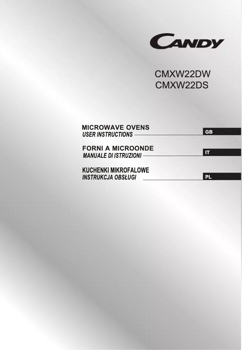 Page n°1 - Manuel utilisateur Candy CMXW22DS