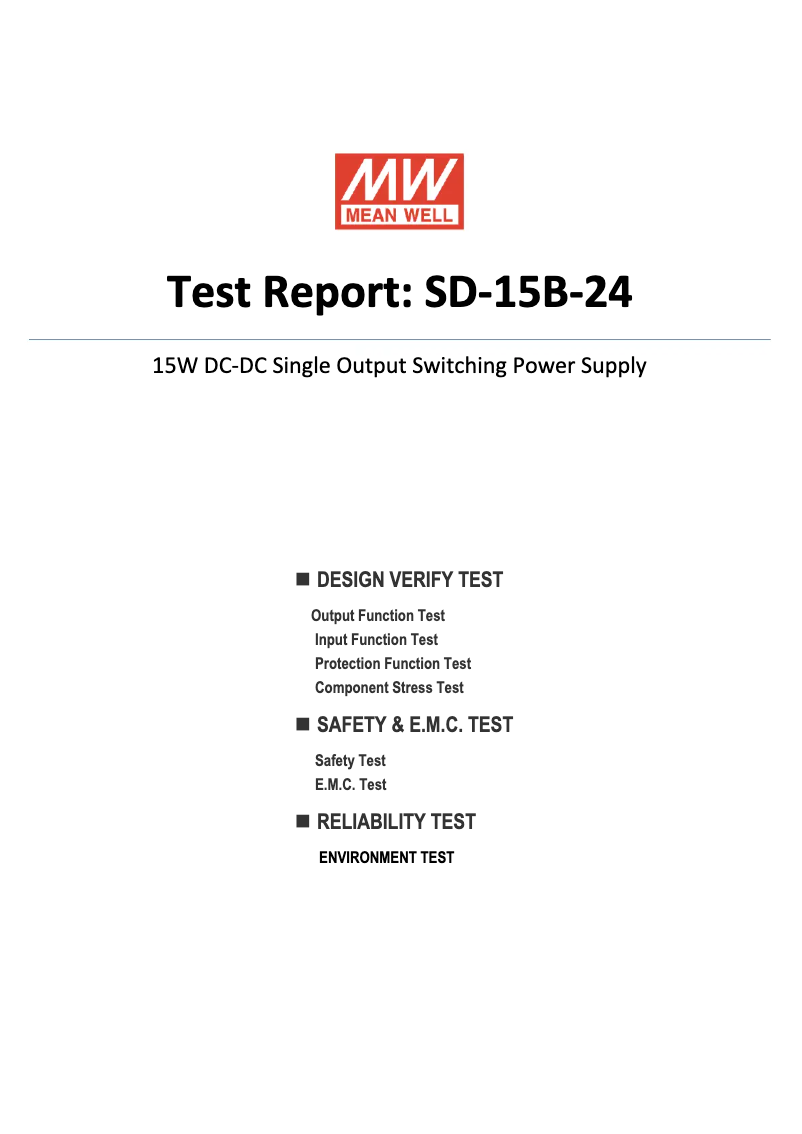 Page 1 de la notice Fiche technique Mean Well SD-15B-24