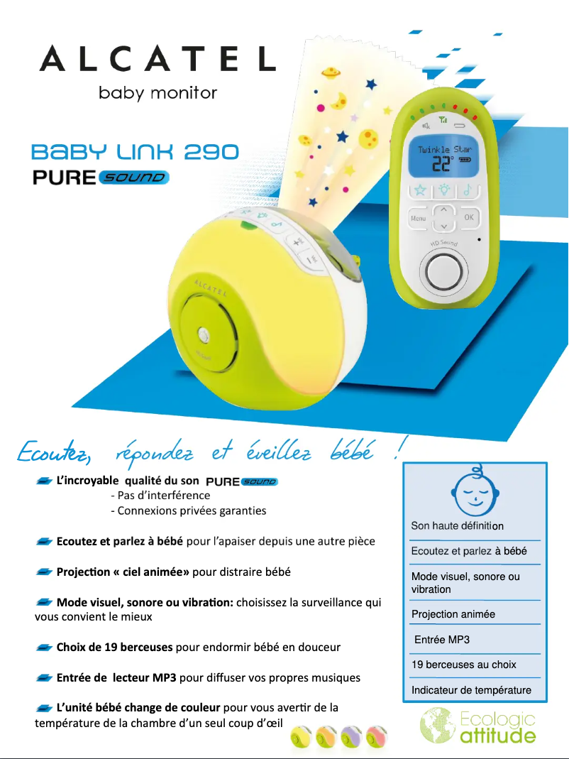 Page 1 de la notice Fiche technique Alcatel Baby Link 290