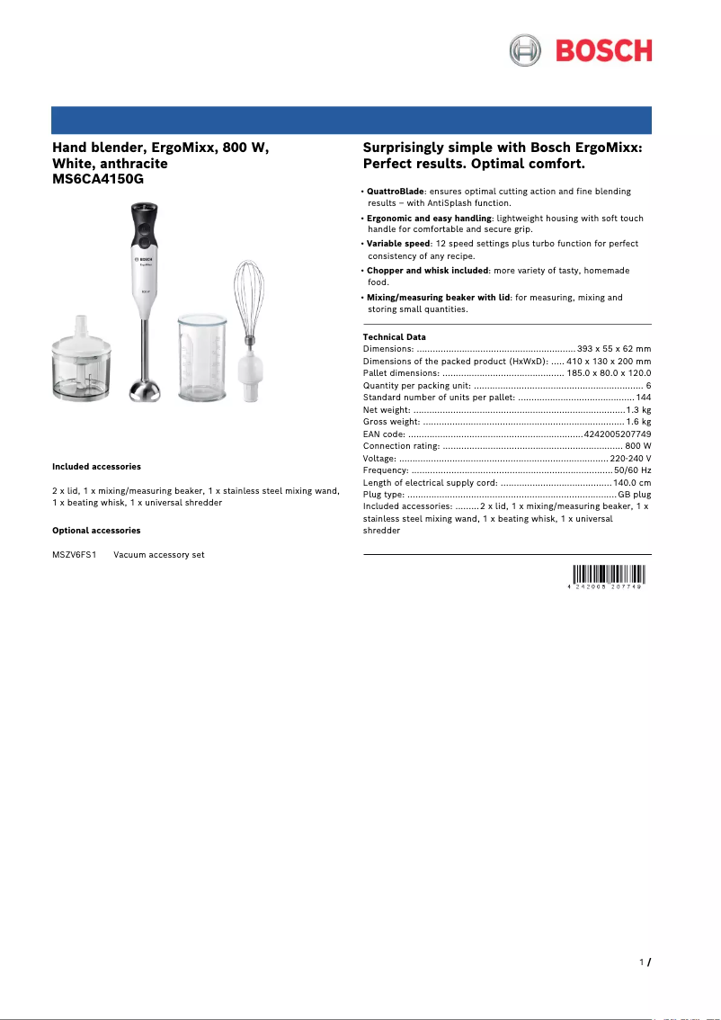 Image de la première page du manuel de l'appareil MS6CA4150G