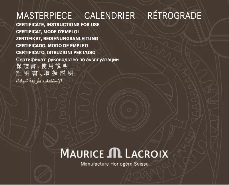 Page n°1 - Manuel utilisateur Maurice Lacroix Masterpiece Calendrier Retrograde MP6198