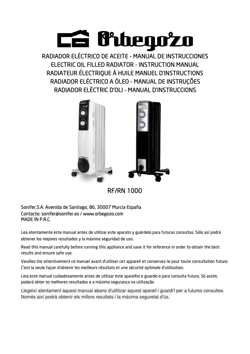 Image de la première page du manuel de l'appareil RF 1000