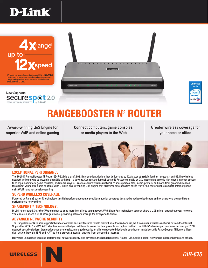 Page n°1 - Manuel utilisateur D-Link RangeBooster N DIR-625