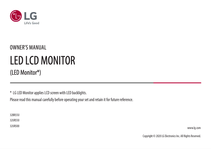 Page 1 de la notice Manuel utilisateur LG 32UR500