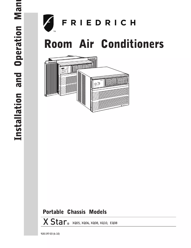 Page n°1 - Manuel utilisateur Friedrich X-Star XQ06J10