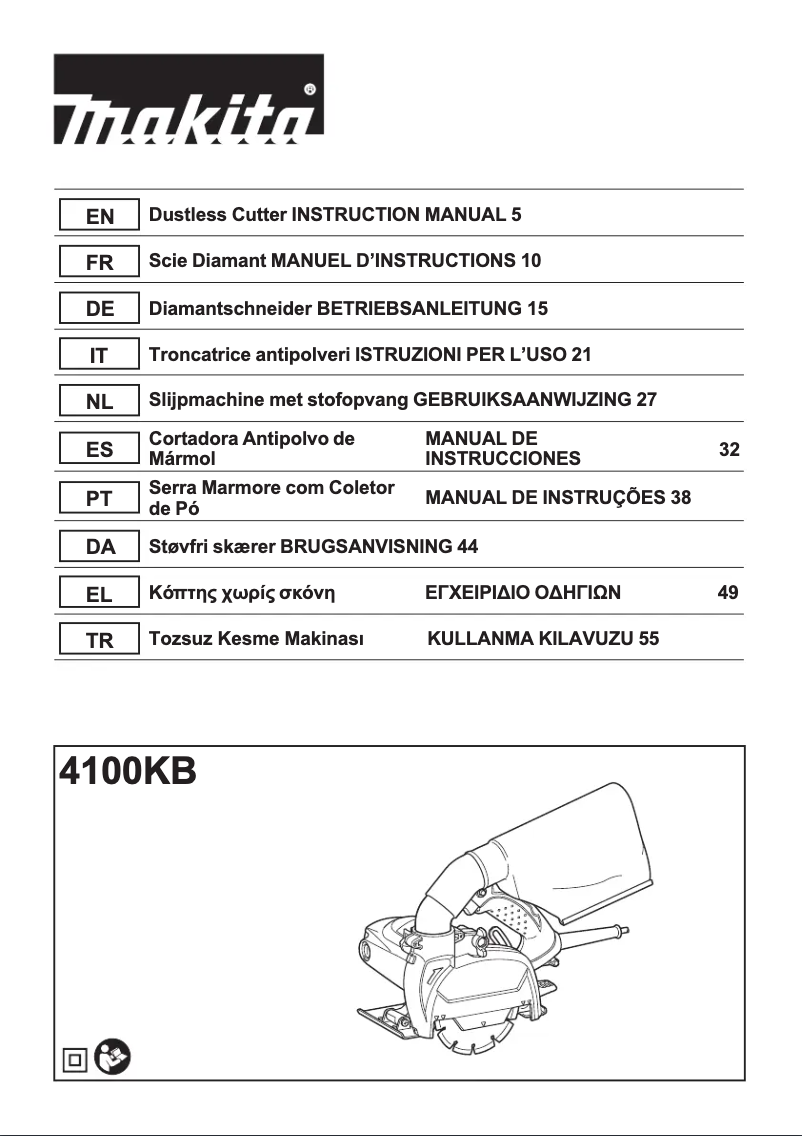 Página 1 del manual Manual de usuario Makita 4100KB