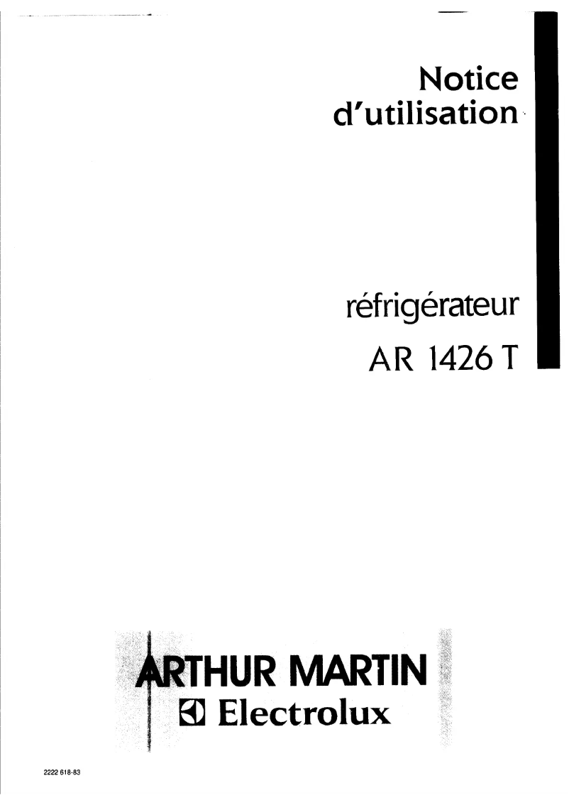 Page 1 de la notice Manuel utilisateur Arthur Martin-Electrolux AR1426T