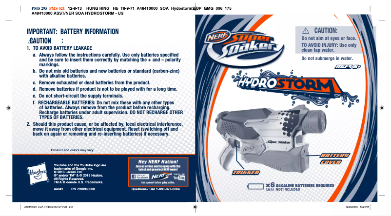 Image de la première page du manuel de l'appareil Super Soaker Hydrostorm Blaster