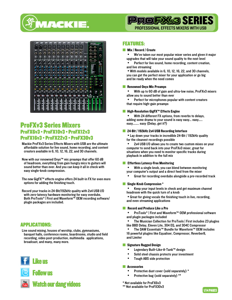 Image de la première page du manuel de l'appareil ProFX12v3