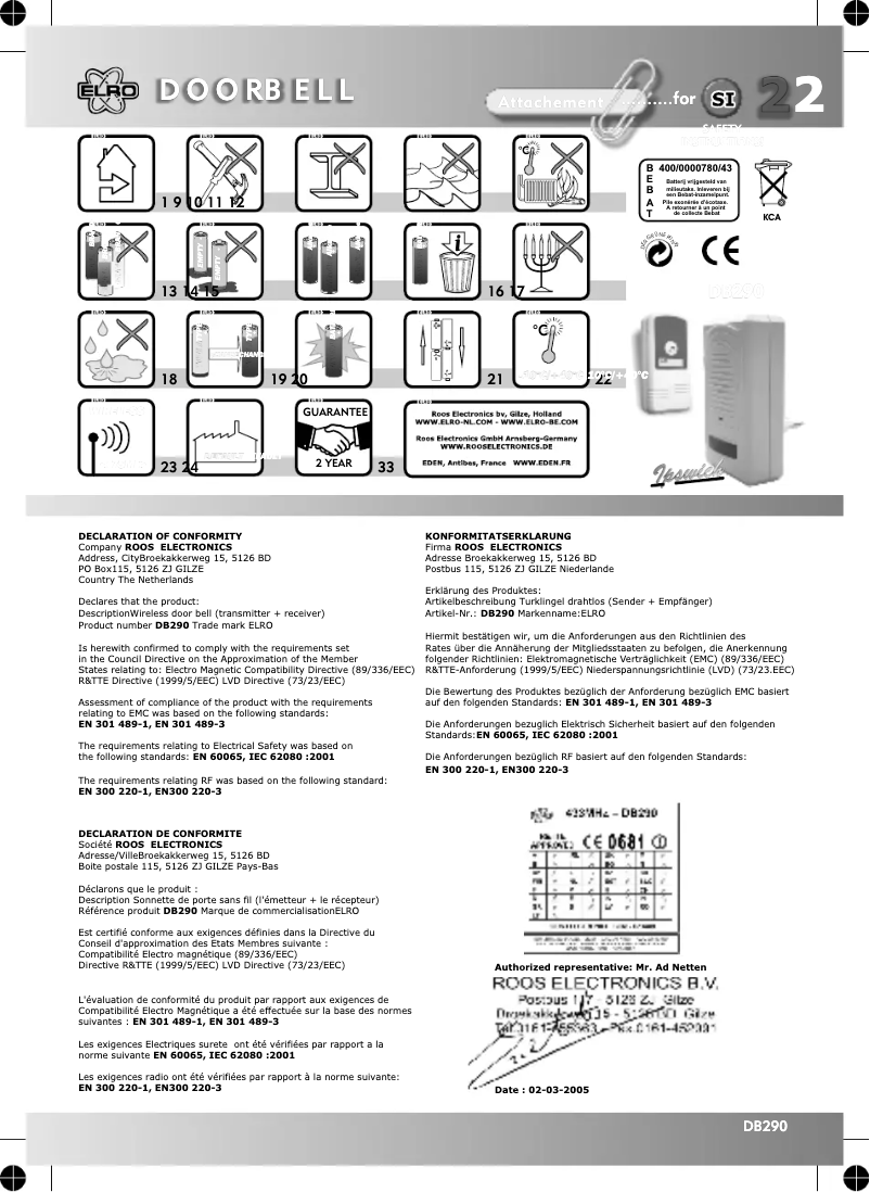 Página 1 del manual Manual de usuario Elro DB290