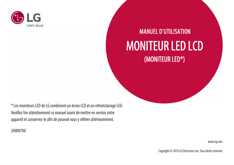Page n°1 - Manuel utilisateur LG 34WN700-B