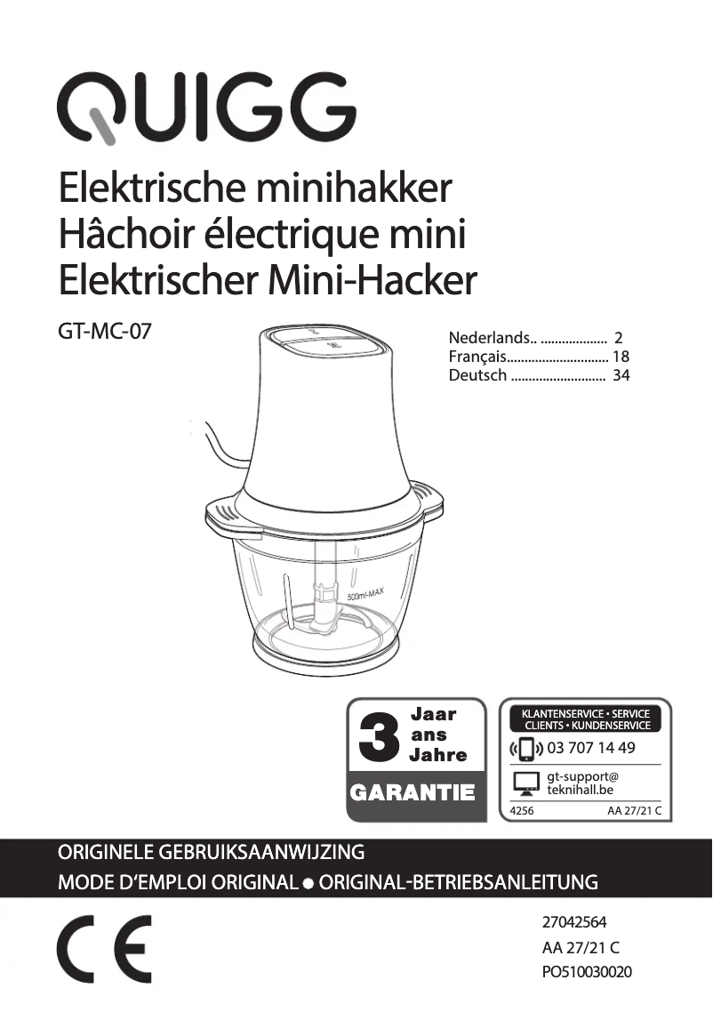 Page n°1 - Manuel utilisateur Quigg GT-MC-07