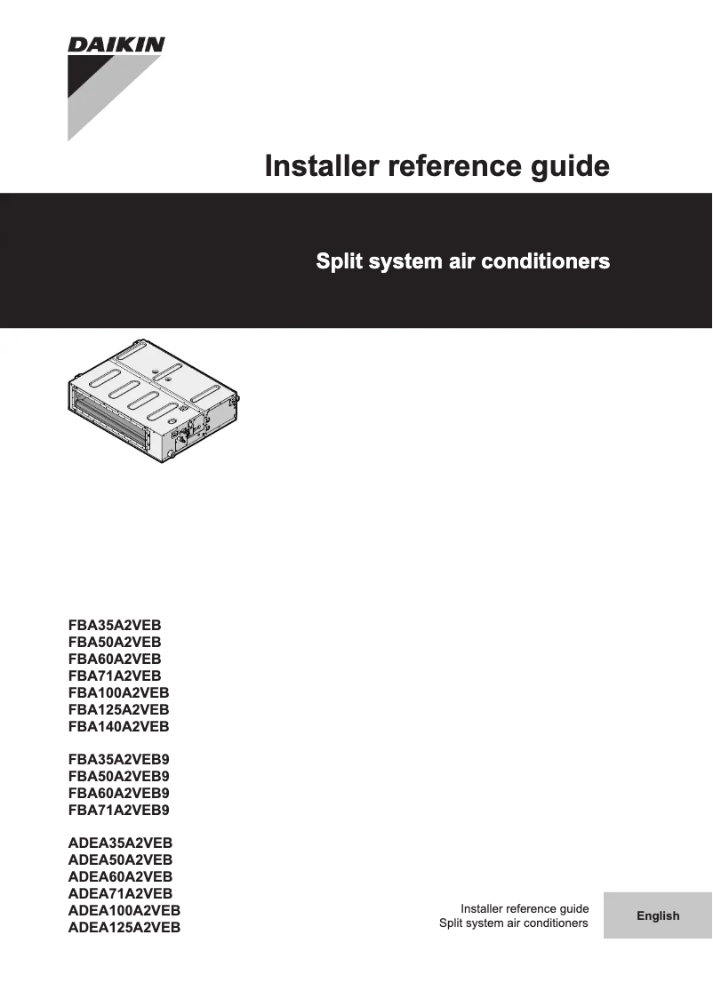 Page 1 de la notice Guide d'installation Daikin FBA71A