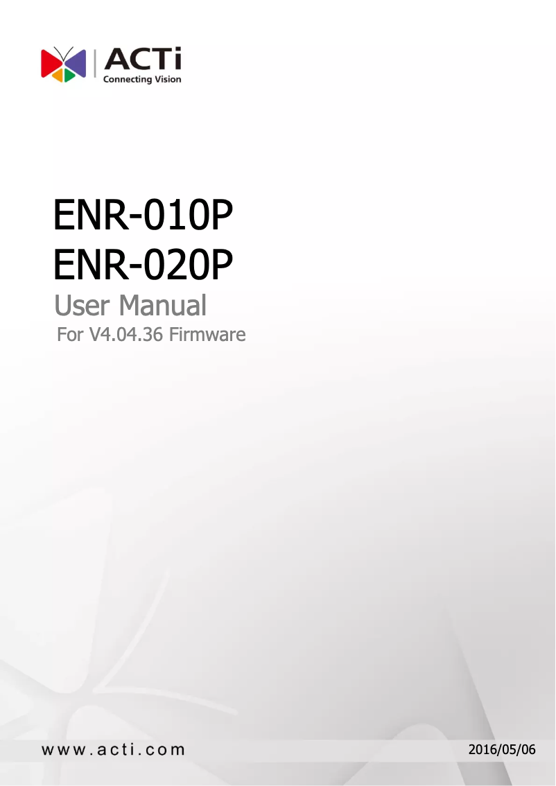 Page 1 de la notice Mode d'emploi ACTi ENR-020P