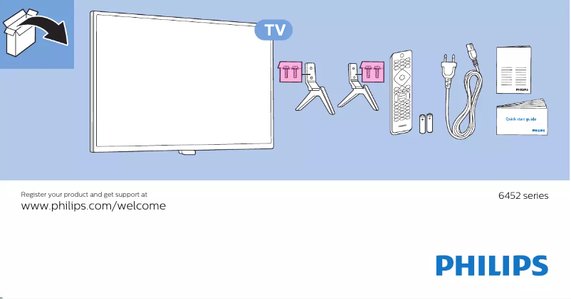 Page 1 de la notice Guide de démarrage rapide Philips 6000 series 55PUS6452