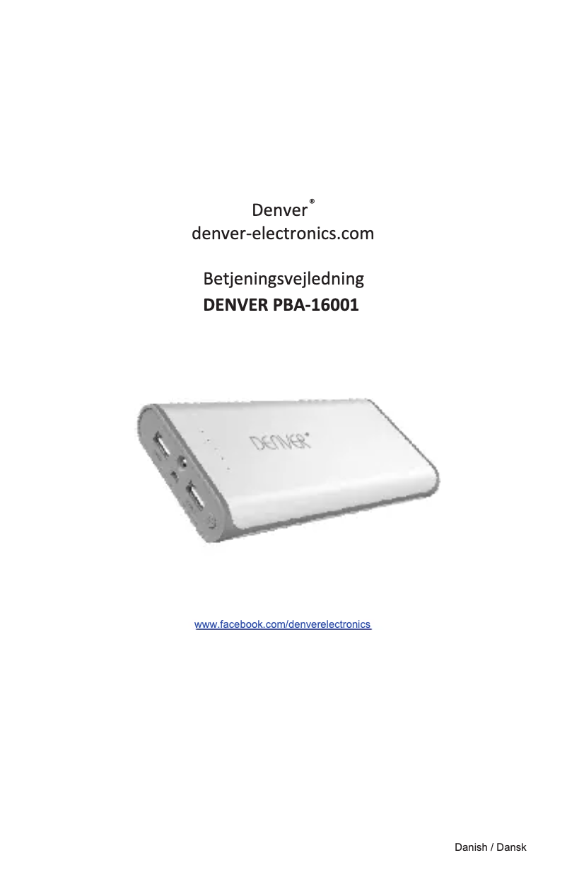 Página 1 del manual Manual de usuario Denver PBA-16001