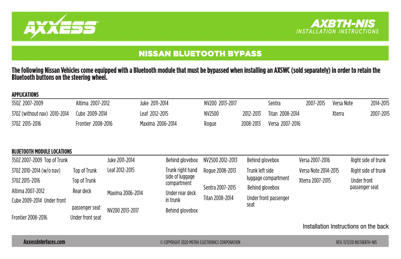 Page 1 de la notice Manuel utilisateur AXESS AXBTH-NIS