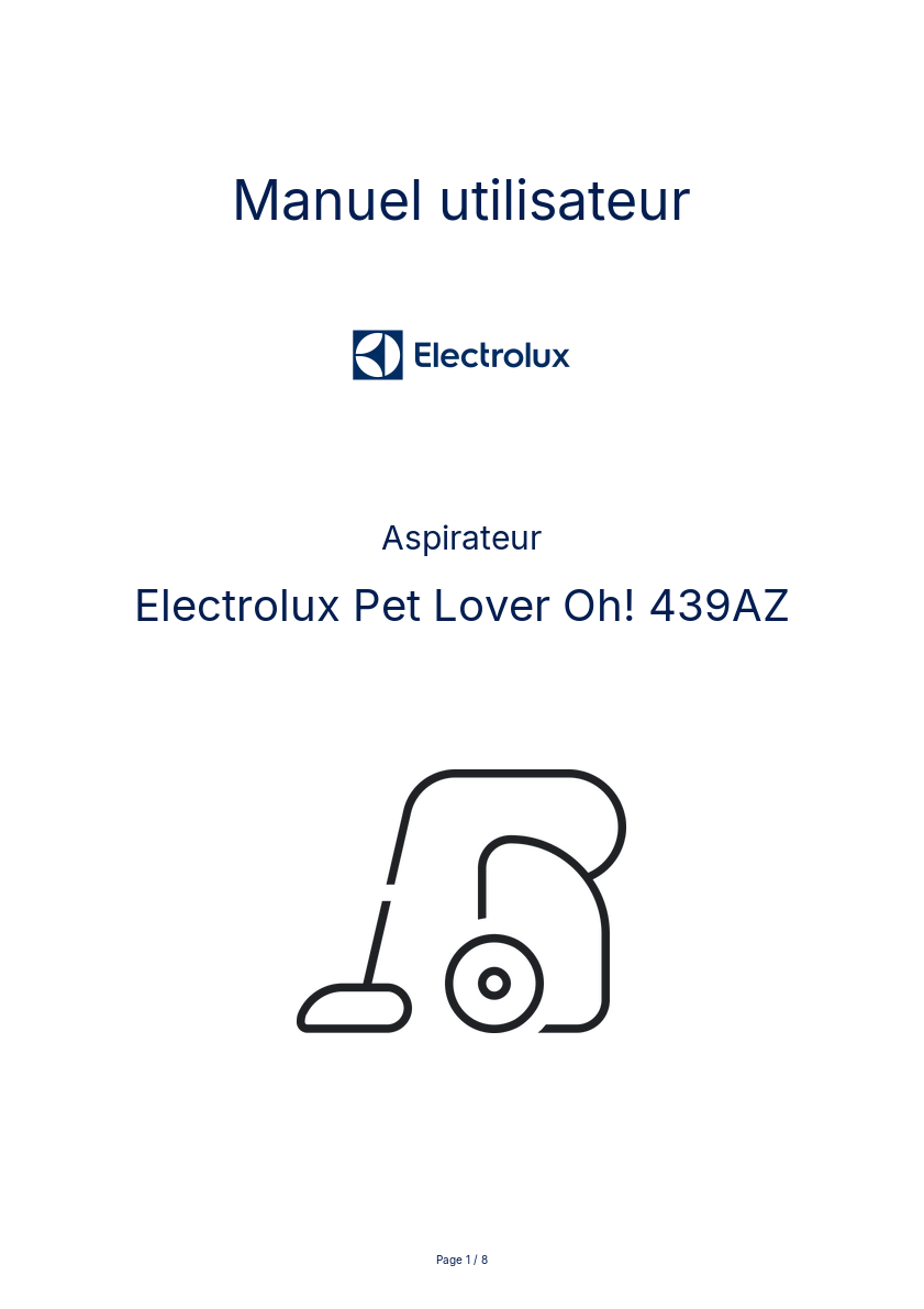 Page n°1 - Manuel utilisateur Electrolux Pet Lover Oh! 439AZ