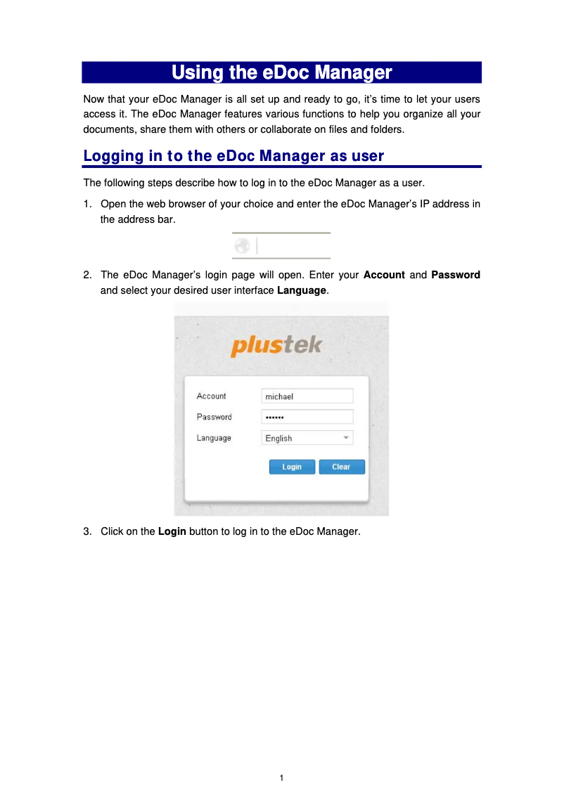 Page 1 de la notice Manuel utilisateur Plustek eDoc N800
