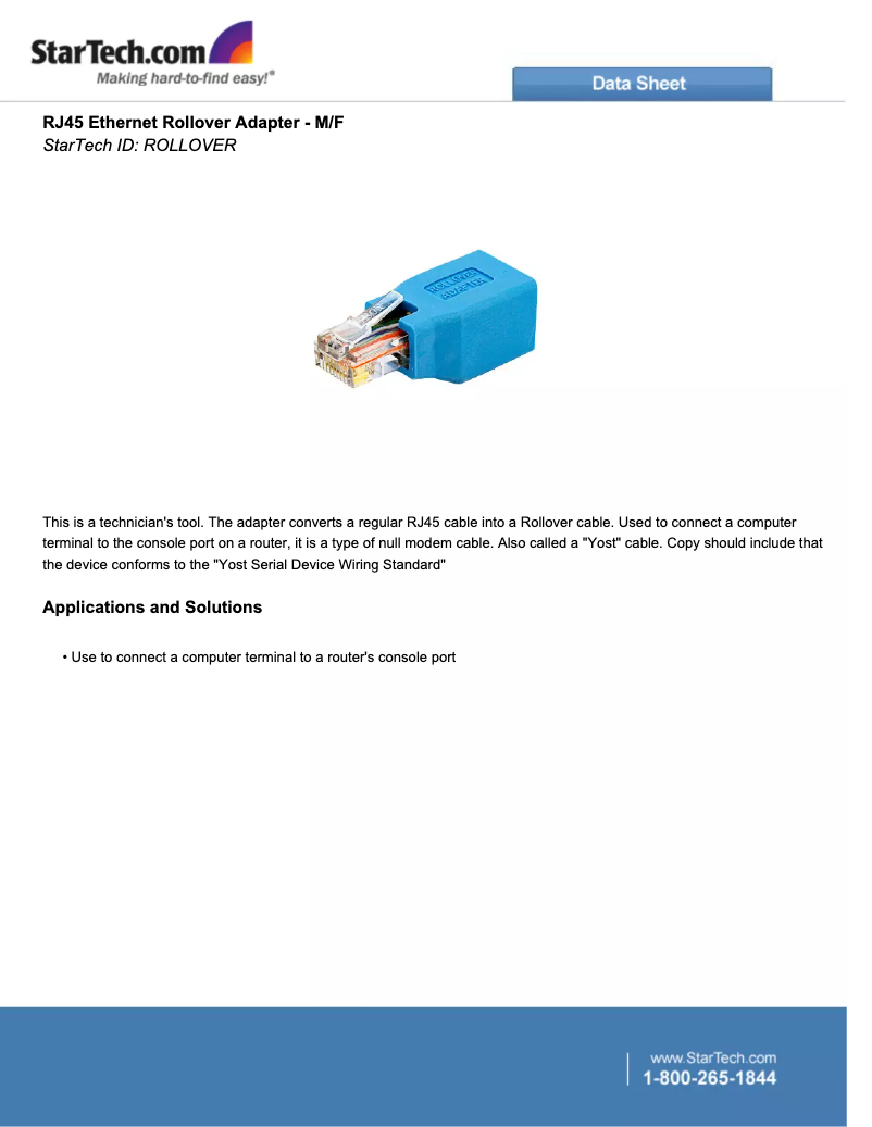 Page 1 de la notice Manuel utilisateur StarTech.com Cisco Rollover