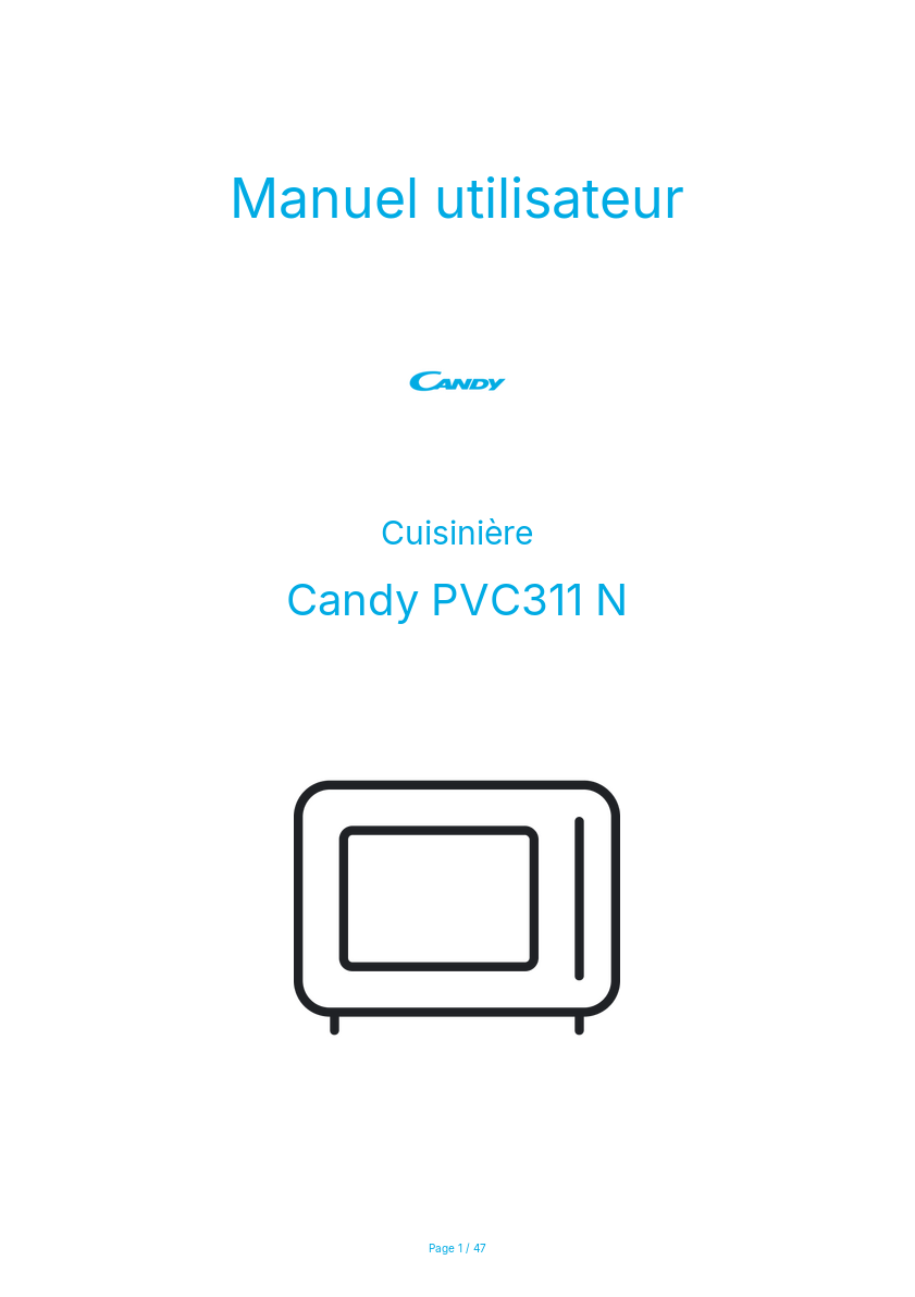 Page n°1 - Manuel utilisateur Candy PVC311 N