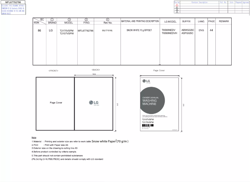 Image de la première page du manuel de l'appareil T2175VSPM