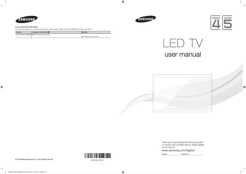 Page 1 de la notice Manuel utilisateur Samsung UA28F4000AJ
