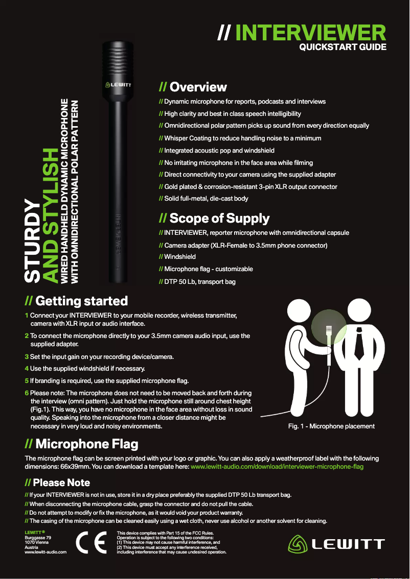 Page 1 de la notice Manuel utilisateur Lewitt Interviewer