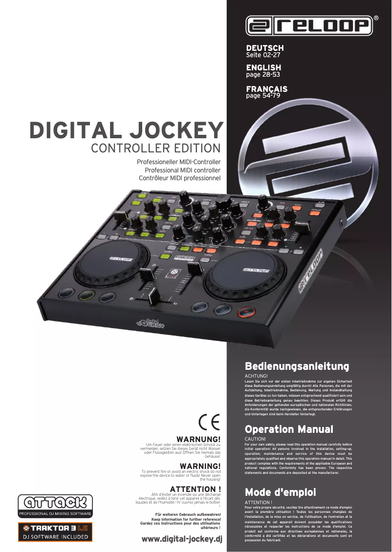 Page n°1 - Manuel utilisateur Reloop Digital Jockey Controller edition