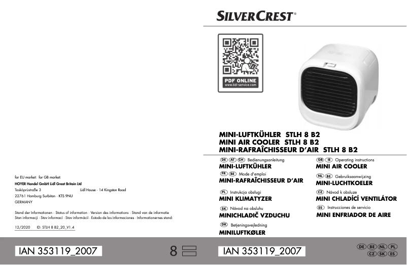Page 1 de la notice Manuel utilisateur SilverCrest STLH 8 B2