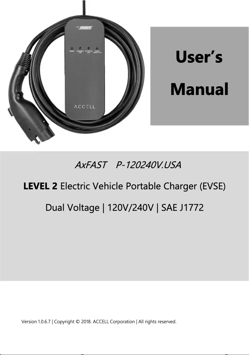 Page n°1 - Manuel utilisateur Accell P-120240V.USA