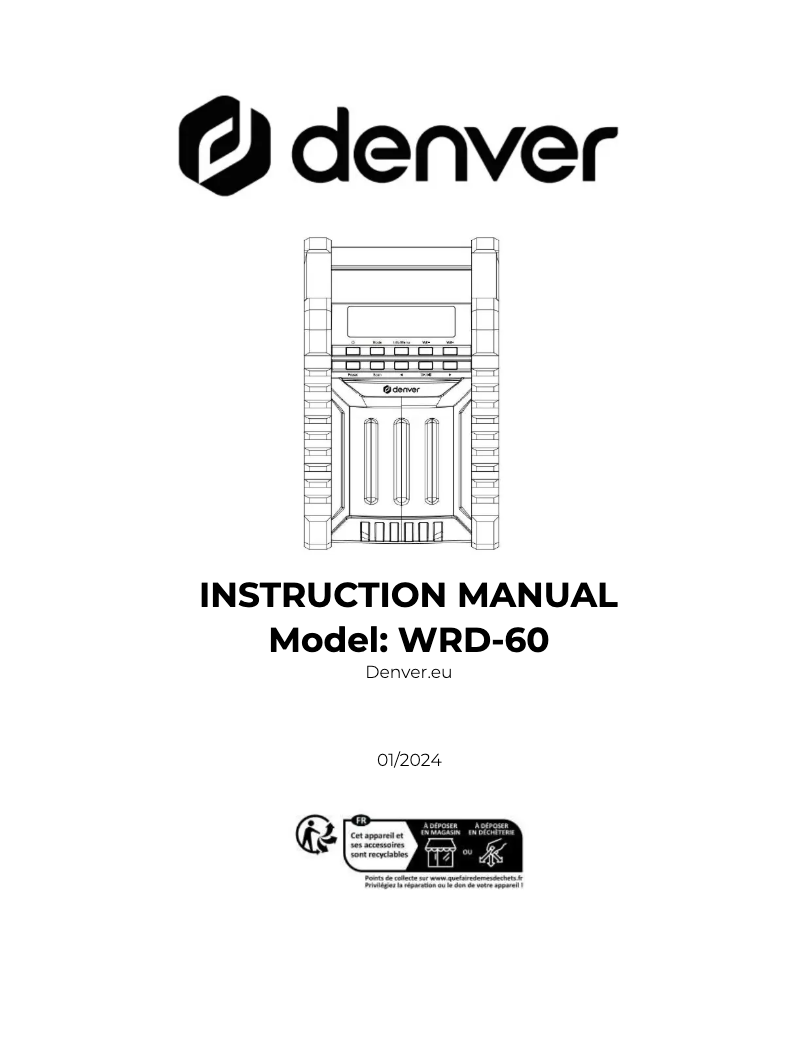 Página 1 del manual Manual de usuario Denver WRD-60