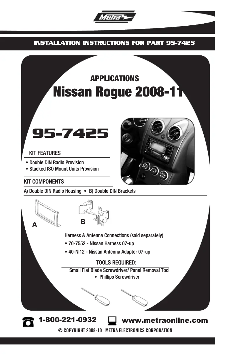 Page n°1 - Guide d'installation Metra 95-7425